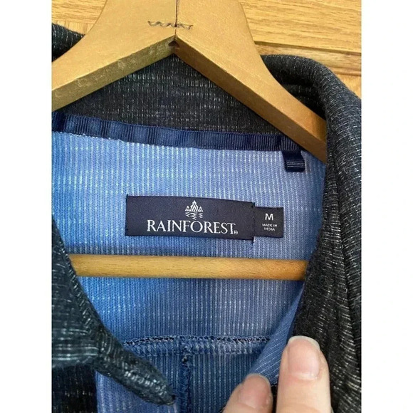 Rainforest Clothing Outdoor Chambray Shacket Thick Button Down Shirt Blue Medium - Picture 3 of 5